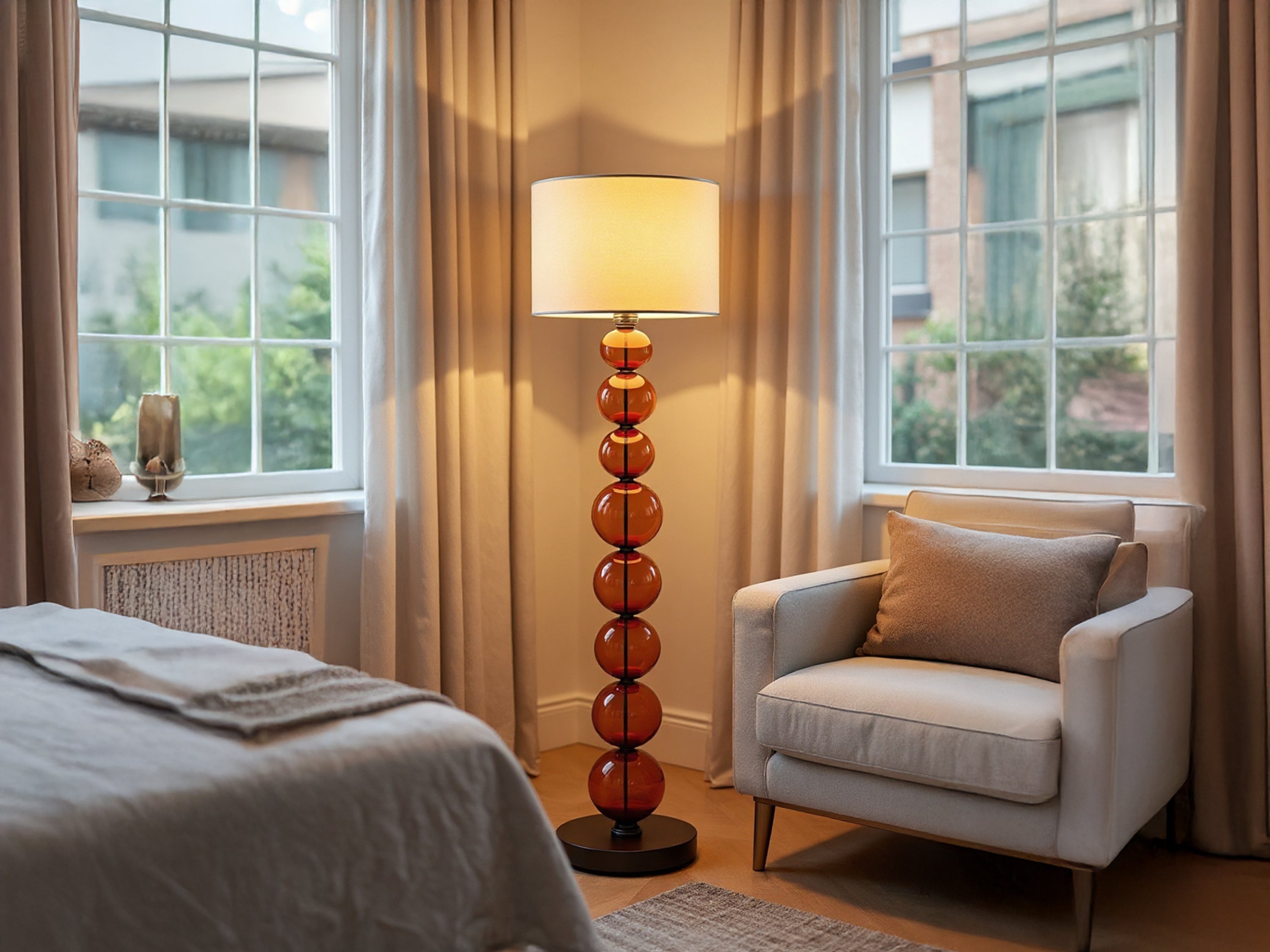 Customized Amber Blown Glass Floor Lamp